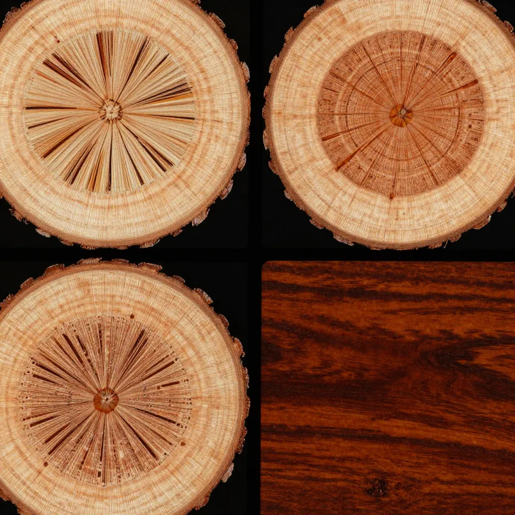 Close-up view of wood grain patterns and natural texture